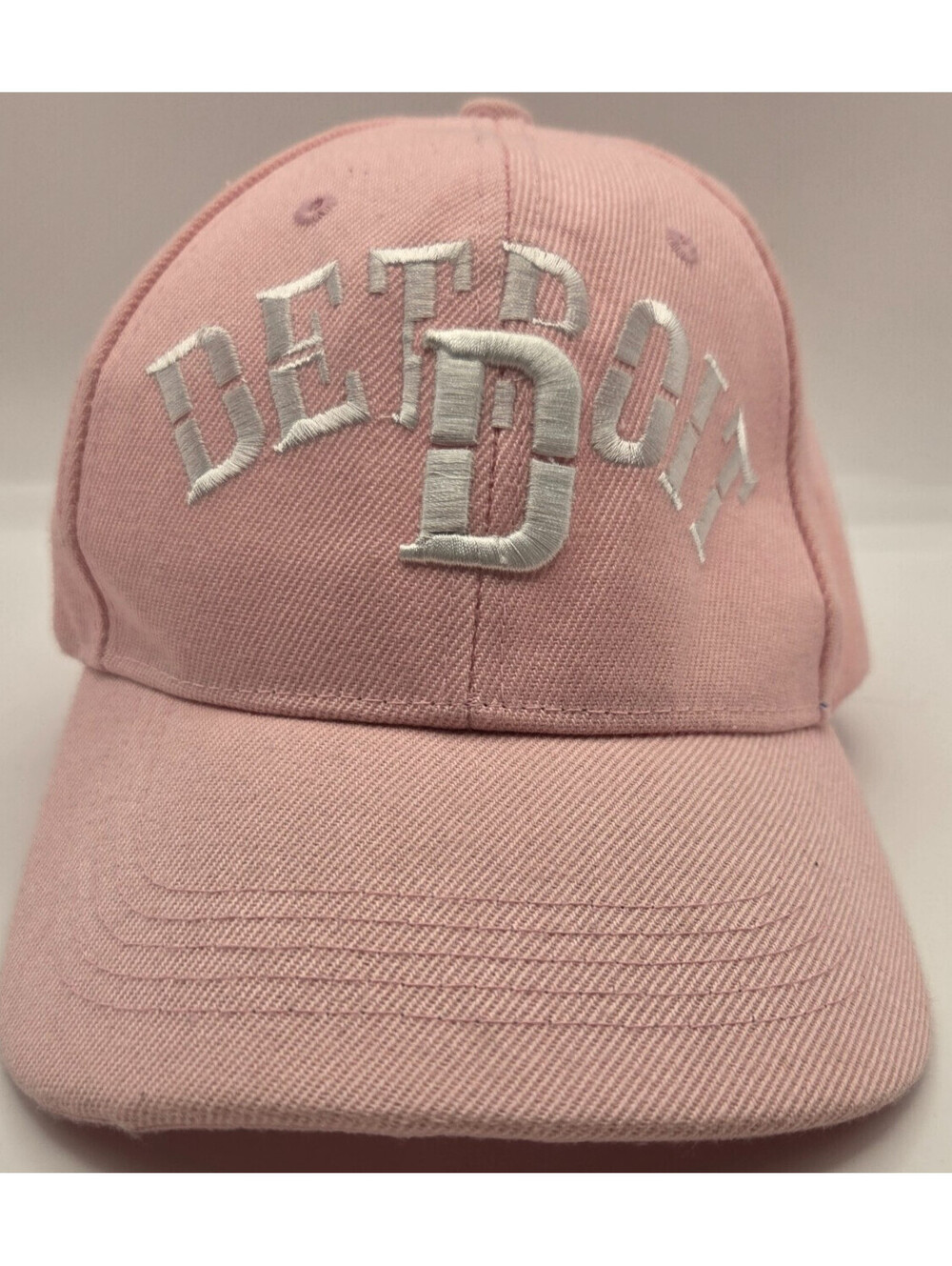 Detroit Pink Adjustable Strapback Hat White Embroidered D City Hunter USA Cap